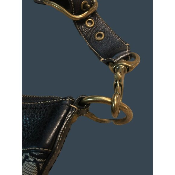 Coach Signature Hobo Bag Black & Gray Canvas Leather Adjustable Strap - Picture 4 of 9